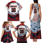 Personalized Sydney Roosters Family Matching Tank Maxi Dress and Hawaiian Shirt Aboriginal Dot Art - Dreamtime Rugby Mascot