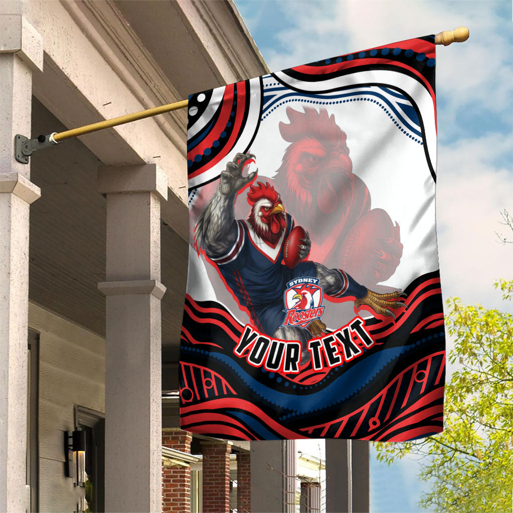 Personalized Sydney Roosters Garden Flag Aboriginal Dot Art - Dreamtime Rugby Mascot