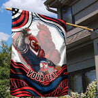 Personalized Sydney Roosters Garden Flag Aboriginal Dot Art - Dreamtime Rugby Mascot