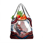 Personalized Sydney Roosters Grocery Bag Aboriginal Dot Art - Dreamtime Rugby Mascot