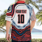 Personalized Sydney Roosters Hawaiian Shirt Aboriginal Dot Art - Dreamtime Rugby Mascot
