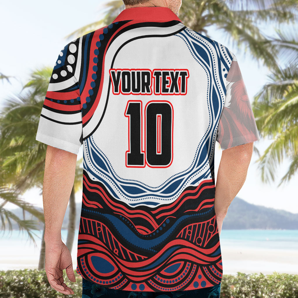 Personalized Sydney Roosters Hawaiian Shirt Aboriginal Dot Art - Dreamtime Rugby Mascot
