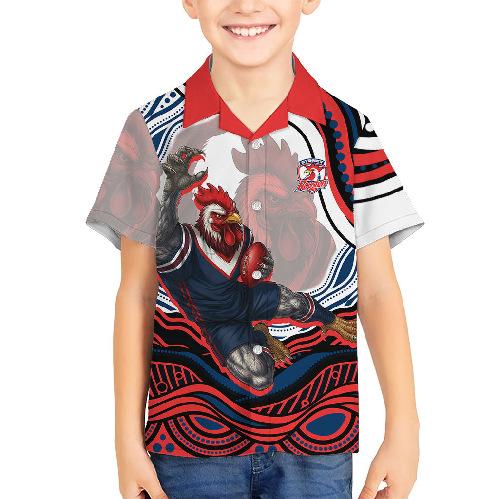 Personalized Sydney Roosters Hawaiian Shirt Aboriginal Dot Art - Dreamtime Rugby Mascot