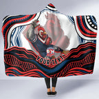 Personalized Sydney Roosters Hooded Blanket Aboriginal Dot Art - Dreamtime Rugby Mascot