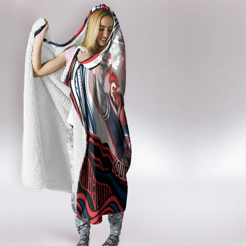 Personalized Sydney Roosters Hooded Blanket Aboriginal Dot Art - Dreamtime Rugby Mascot