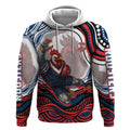 Personalized Sydney Roosters Hoodie Aboriginal Dot Art - Dreamtime Rugby Mascot