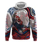 Personalized Sydney Roosters Hoodie Aboriginal Dot Art - Dreamtime Rugby Mascot