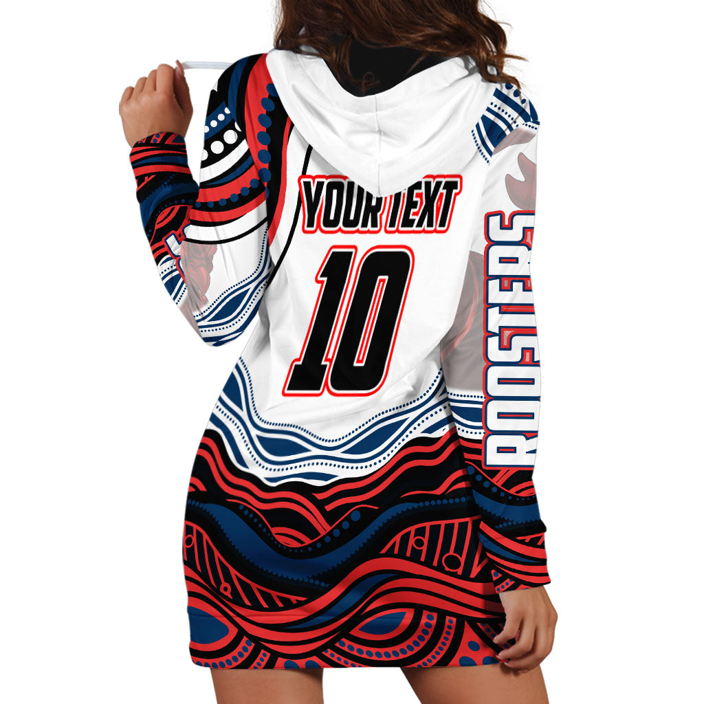 Personalized Sydney Roosters Hoodie Dress Aboriginal Dot Art - Dreamtime Rugby Mascot