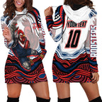 Personalized Sydney Roosters Hoodie Dress Aboriginal Dot Art - Dreamtime Rugby Mascot