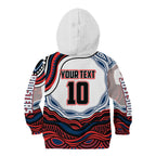 Personalized Sydney Roosters Kid Hoodie Aboriginal Dot Art - Dreamtime Rugby Mascot