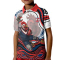 Personalized Sydney Roosters Kid Polo Shirt Aboriginal Dot Art - Dreamtime Rugby Mascot