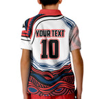 Personalized Sydney Roosters Kid Polo Shirt Aboriginal Dot Art - Dreamtime Rugby Mascot