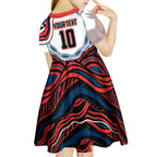 Personalized Sydney Roosters Kid Short Sleeve Dress Aboriginal Dot Art - Dreamtime Rugby Mascot