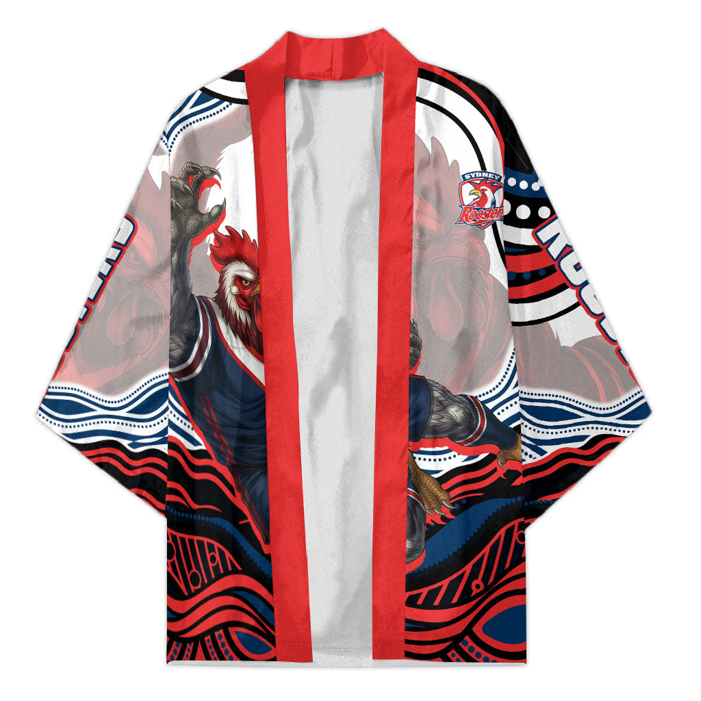 Personalized Sydney Roosters Kimono Aboriginal Dot Art - Dreamtime Rugby Mascot