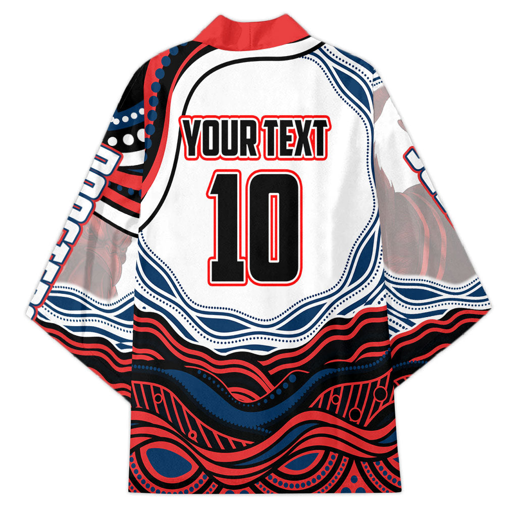 Personalized Sydney Roosters Kimono Aboriginal Dot Art - Dreamtime Rugby Mascot