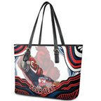 Personalized Sydney Roosters Leather Tote Bag Aboriginal Dot Art - Dreamtime Rugby Mascot
