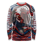 Personalized Sydney Roosters Long Sleeve Shirt Aboriginal Dot Art - Dreamtime Rugby Mascot