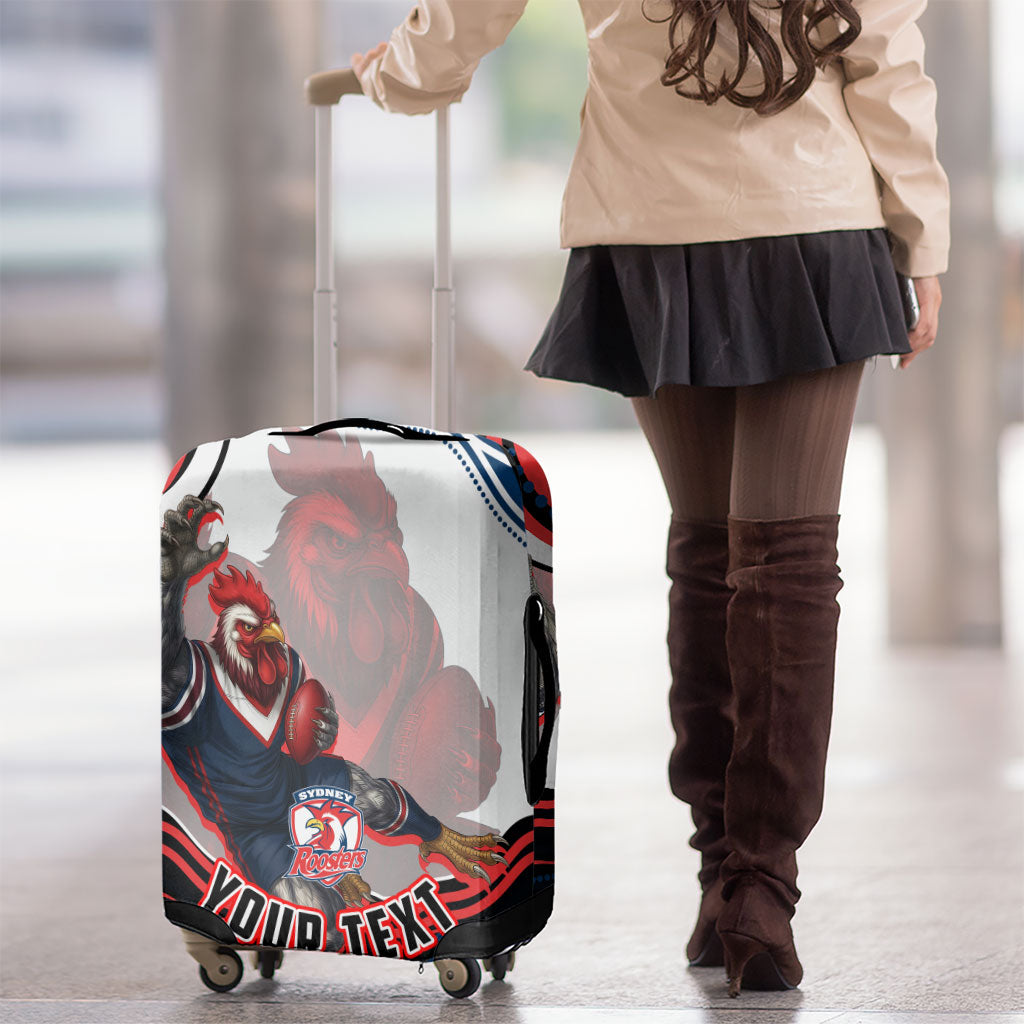 Personalized Sydney Roosters Luggage Cover Aboriginal Dot Art - Dreamtime Rugby Mascot