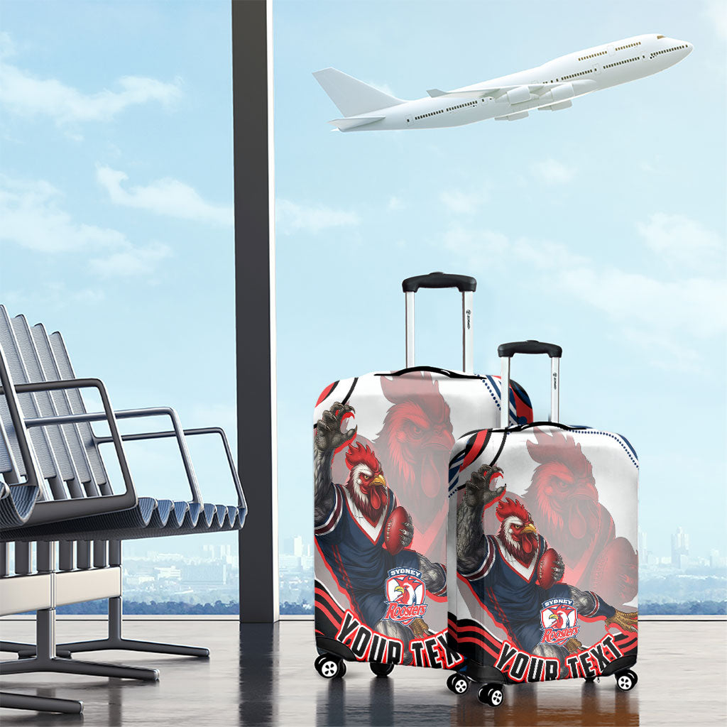 Personalized Sydney Roosters Luggage Cover Aboriginal Dot Art - Dreamtime Rugby Mascot