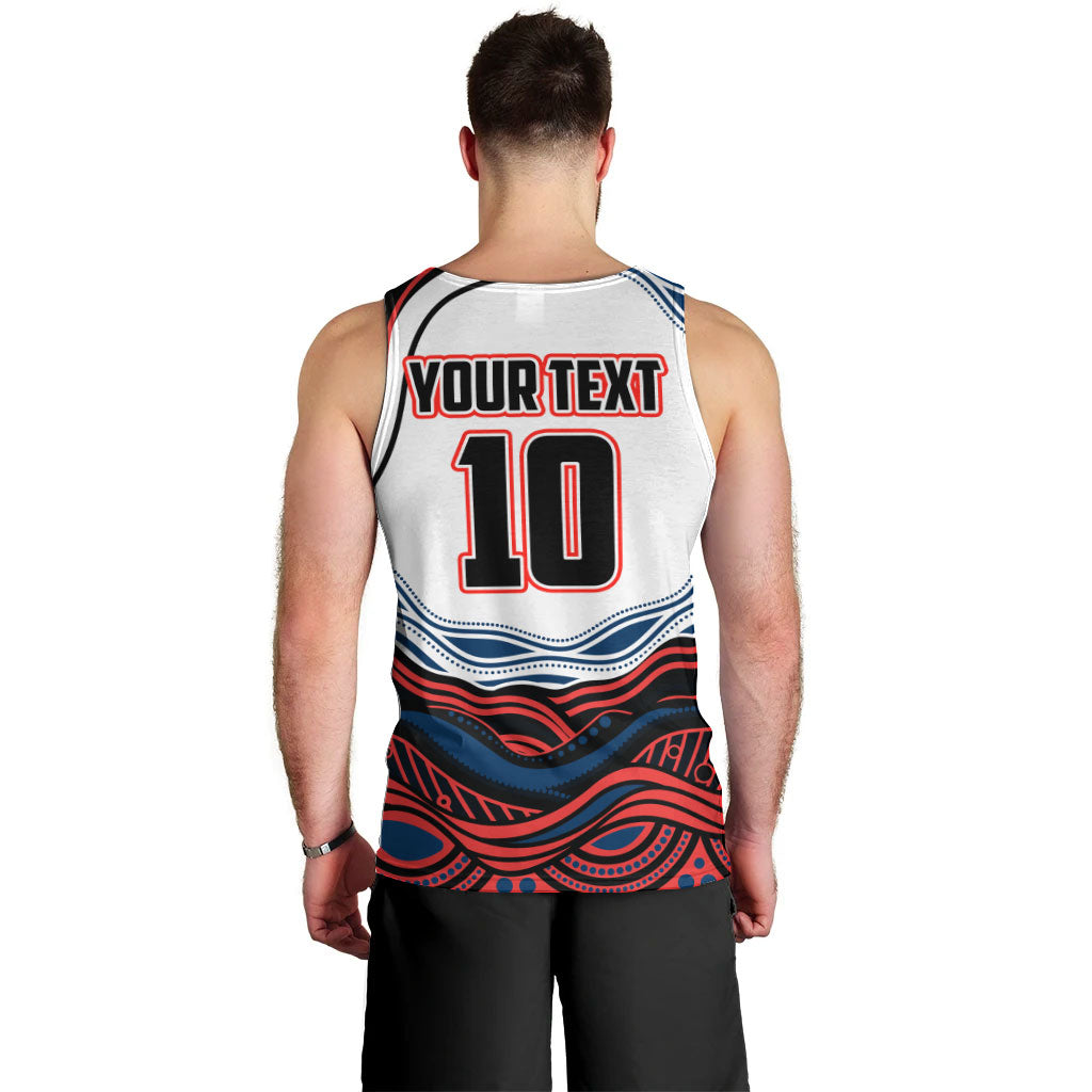 Personalized Sydney Roosters Men Tank Top Aboriginal Dot Art - Dreamtime Rugby Mascot