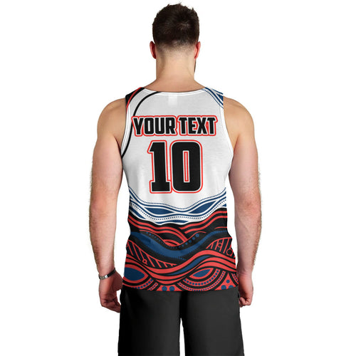 Personalized Sydney Roosters Men Tank Top Aboriginal Dot Art - Dreamtime Rugby Mascot