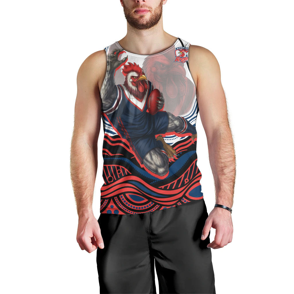 Personalized Sydney Roosters Men Tank Top Aboriginal Dot Art - Dreamtime Rugby Mascot