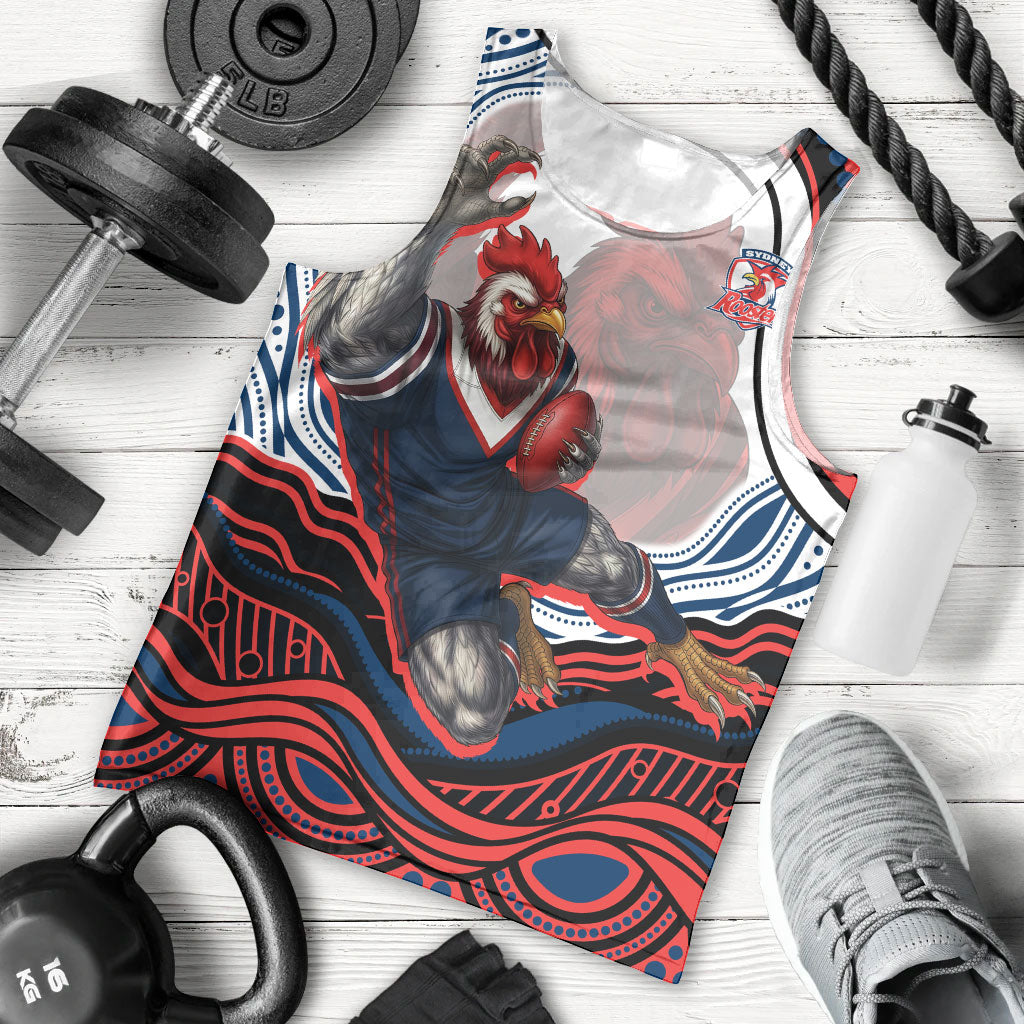 Personalized Sydney Roosters Men Tank Top Aboriginal Dot Art - Dreamtime Rugby Mascot