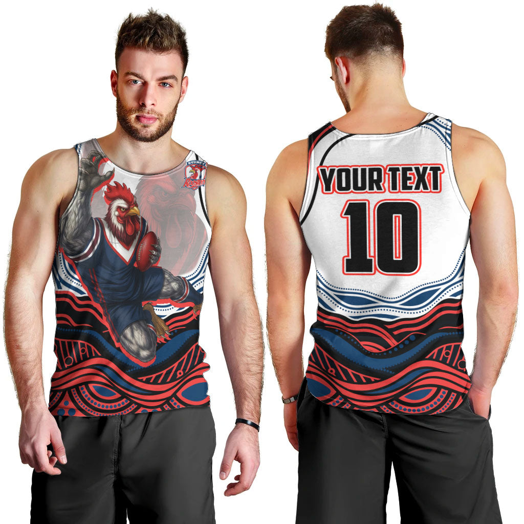 Personalized Sydney Roosters Men Tank Top Aboriginal Dot Art - Dreamtime Rugby Mascot
