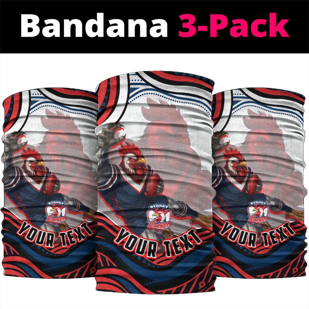 Personalized Sydney Roosters Neck Gaiter Aboriginal Dot Art - Dreamtime Rugby Mascot