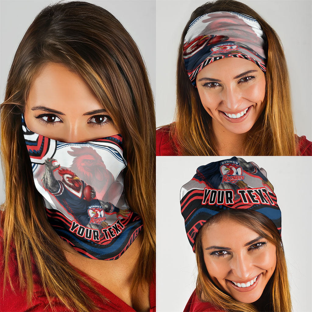 Personalized Sydney Roosters Neck Gaiter Aboriginal Dot Art - Dreamtime Rugby Mascot