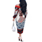 Personalized Sydney Roosters Off The Shoulder Long Sleeve Dress Aboriginal Dot Art - Dreamtime Rugby Mascot