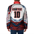 Personalized Sydney Roosters Padded Jacket Aboriginal Dot Art - Dreamtime Rugby Mascot