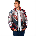 Personalized Sydney Roosters Padded Jacket Aboriginal Dot Art - Dreamtime Rugby Mascot