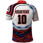 Personalized Sydney Roosters Polo Shirt Aboriginal Dot Art - Dreamtime Rugby Mascot