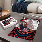 Personalized Sydney Roosters Puzzle Aboriginal Dot Art - Dreamtime Rugby Mascot