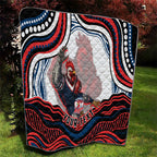 Personalized Sydney Roosters Quilt Aboriginal Dot Art - Dreamtime Rugby Mascot