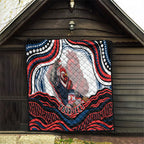 Personalized Sydney Roosters Quilt Aboriginal Dot Art - Dreamtime Rugby Mascot