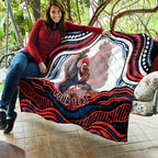 Personalized Sydney Roosters Quilt Aboriginal Dot Art - Dreamtime Rugby Mascot