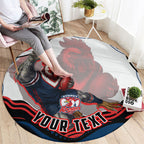 Personalized Sydney Roosters Round Carpet Aboriginal Dot Art - Dreamtime Rugby Mascot
