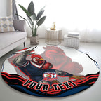 Personalized Sydney Roosters Round Carpet Aboriginal Dot Art - Dreamtime Rugby Mascot
