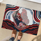 Personalized Sydney Roosters Rubber Doormat Aboriginal Dot Art - Dreamtime Rugby Mascot