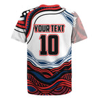 Personalized Sydney Roosters Rugby Jersey Aboriginal Dot Art - Dreamtime Rugby Mascot