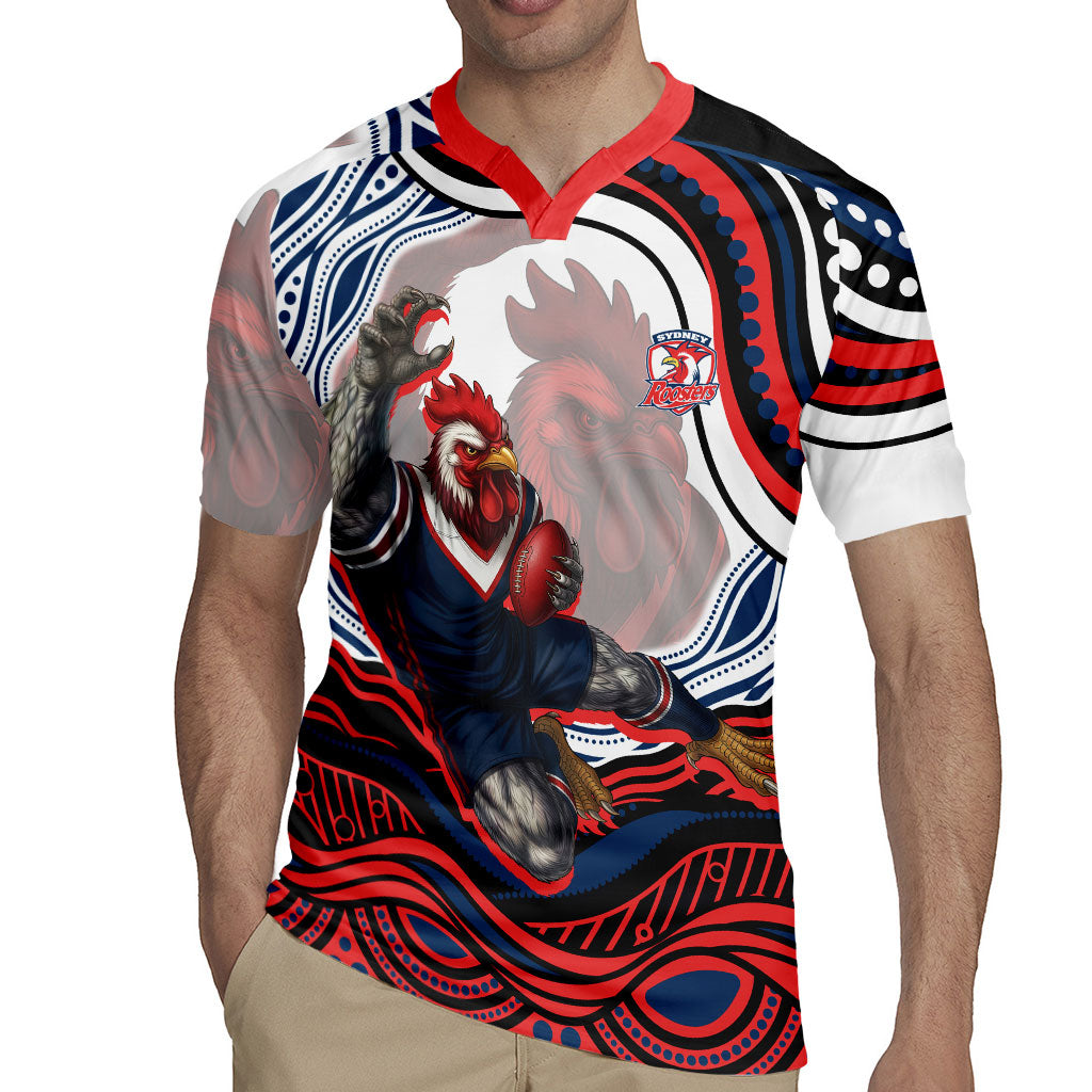 Personalized Sydney Roosters Rugby Jersey Aboriginal Dot Art - Dreamtime Rugby Mascot