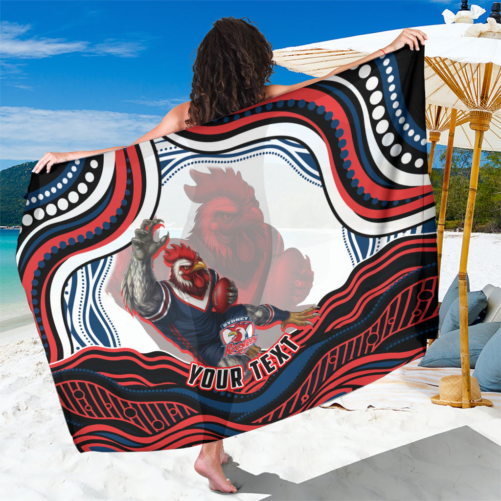 Personalized Sydney Roosters Sarong Aboriginal Dot Art - Dreamtime Rugby Mascot