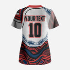 Personalized Sydney Roosters Scrub Top Aboriginal Dot Art - Dreamtime Rugby Mascot