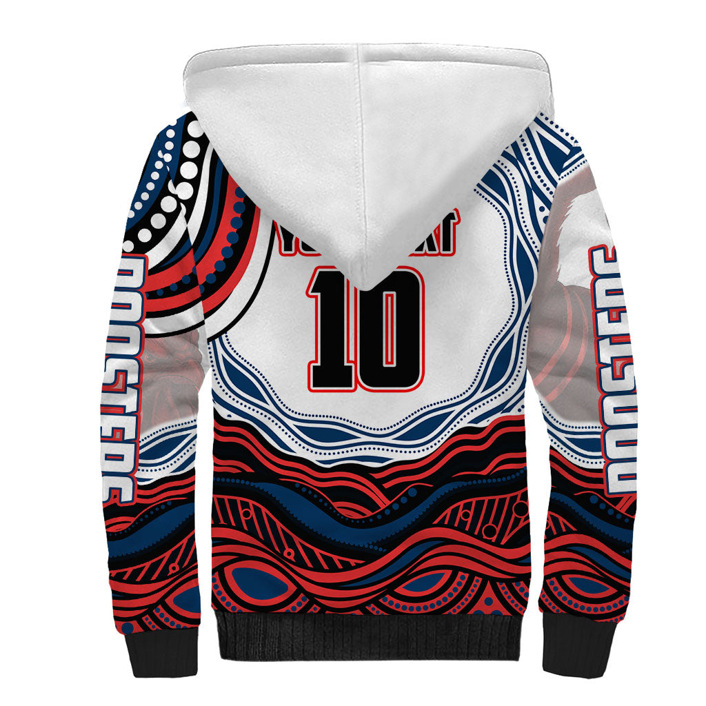 Personalized Sydney Roosters Sherpa Hoodie Aboriginal Dot Art - Dreamtime Rugby Mascot