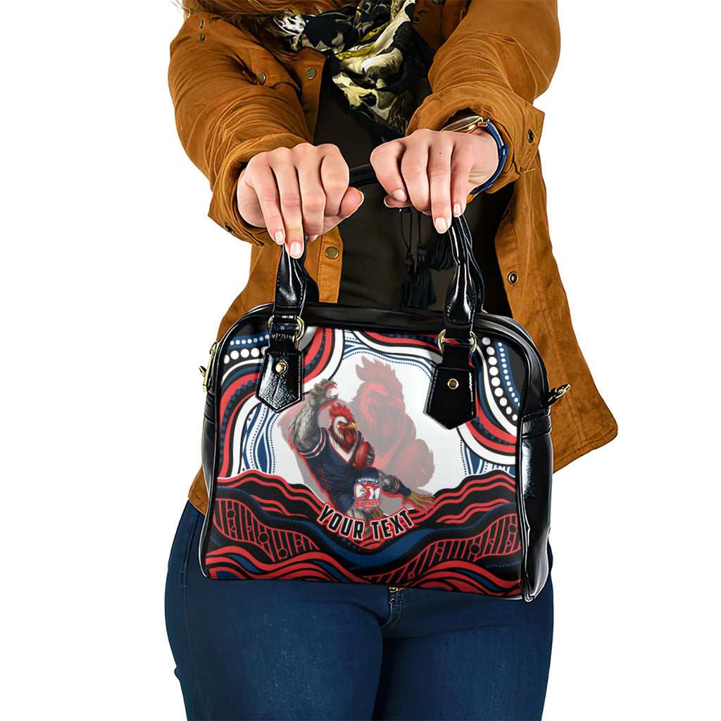 Personalized Sydney Roosters Shoulder Handbag Aboriginal Dot Art - Dreamtime Rugby Mascot