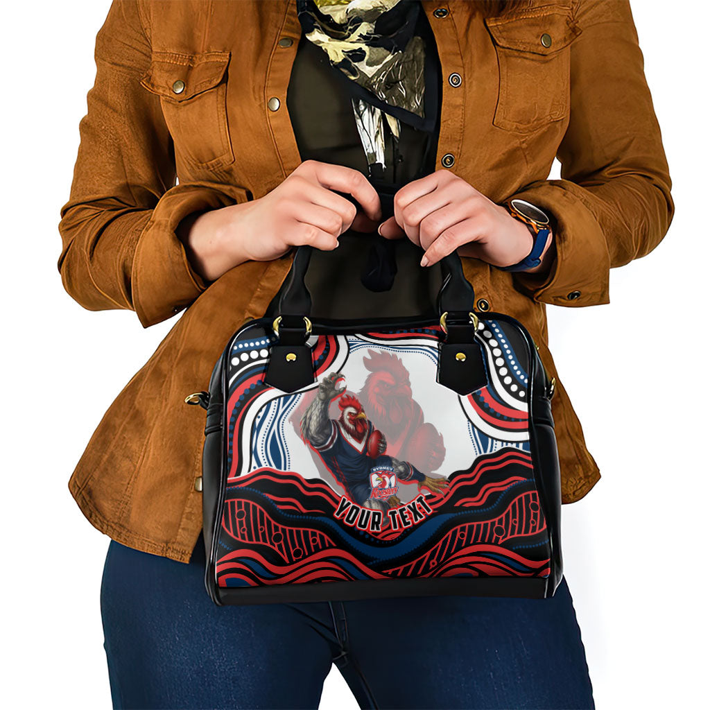 Personalized Sydney Roosters Shoulder Handbag Aboriginal Dot Art - Dreamtime Rugby Mascot