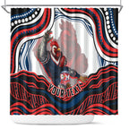 Personalized Sydney Roosters Shower Curtain Aboriginal Dot Art - Dreamtime Rugby Mascot