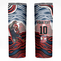 Personalized Sydney Roosters Skinny Tumbler Aboriginal Dot Art - Dreamtime Rugby Mascot